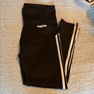 Adidas Black Leggings with White Stripes